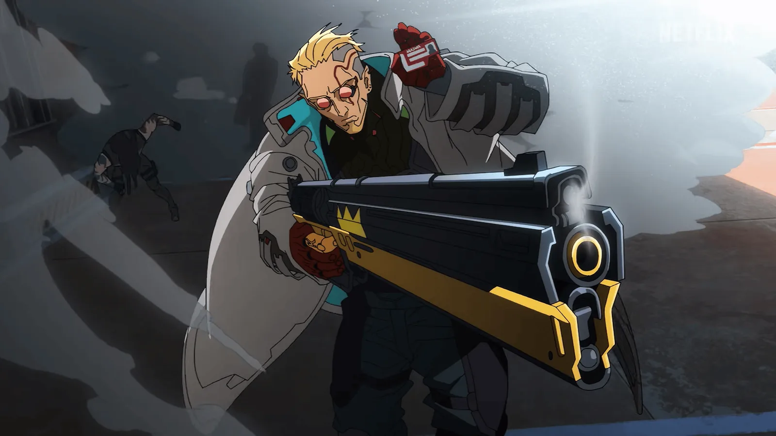 Cyberpunk: Edgerunners 2 — Weak Kingsley in an action scene from the 2026 Netflix anime