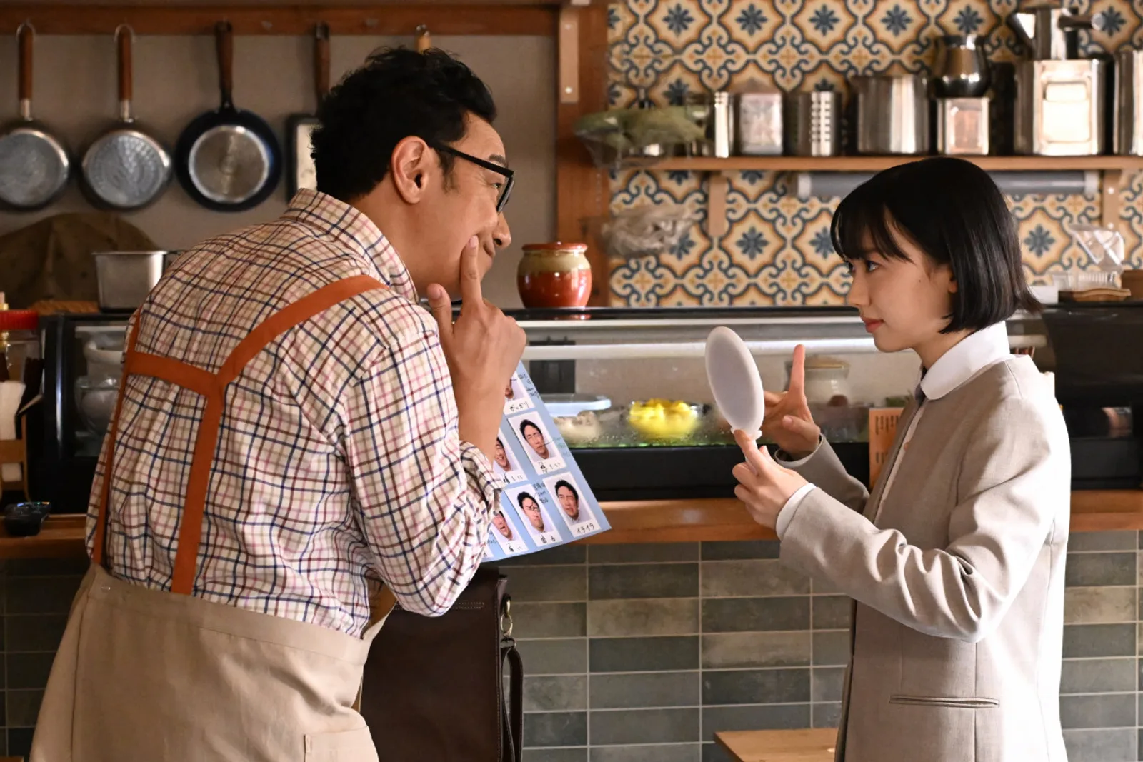 Extraordinary Attorney Minami 2026 Mana Ashida as Minami with her father practicing facial expressions
