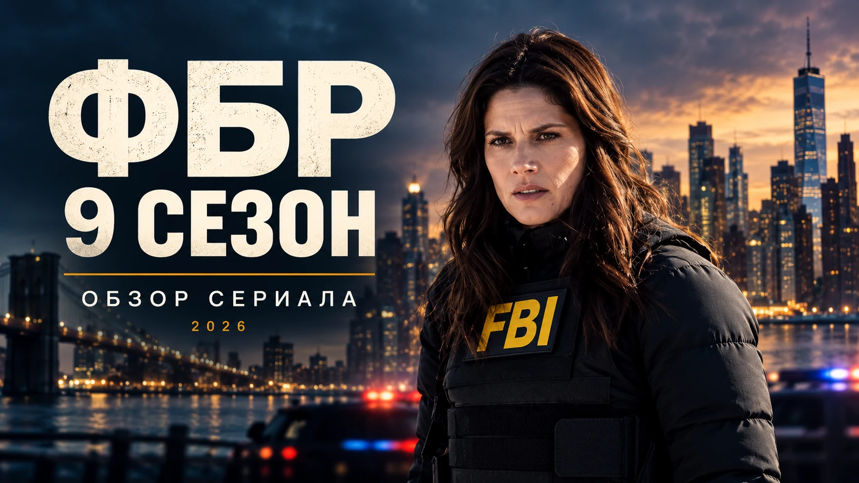 ФБР 9 сезон — иллюстрация с Мэгги Белл на фоне Нью-Йорка и надписью «Обзор сериала»
