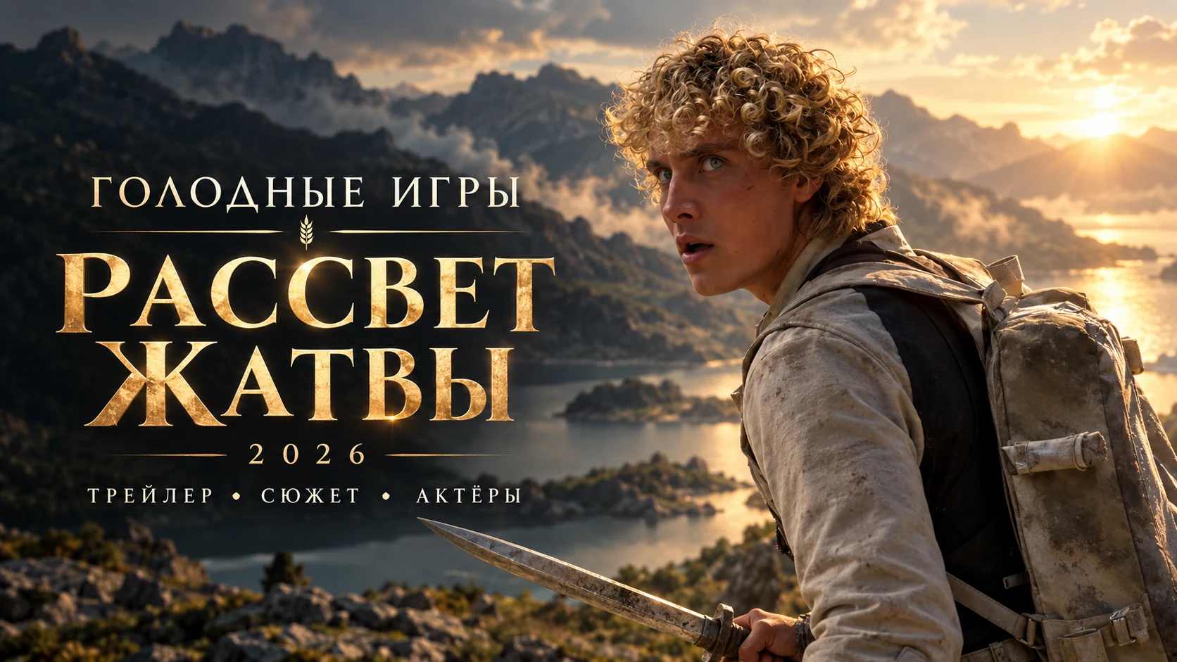 Голодные игры: Рассвет жатвы (2026) — иллюстрация с молодым Хеймитчем на фоне горного озера