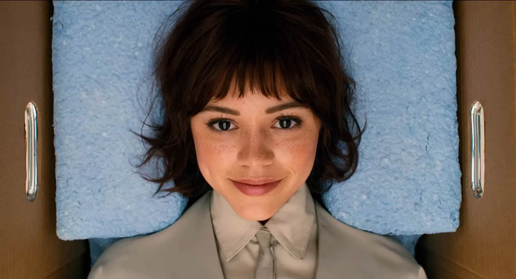 Jenna Ortega as the artificial friend Klara close-up in Klara and the Sun 2026