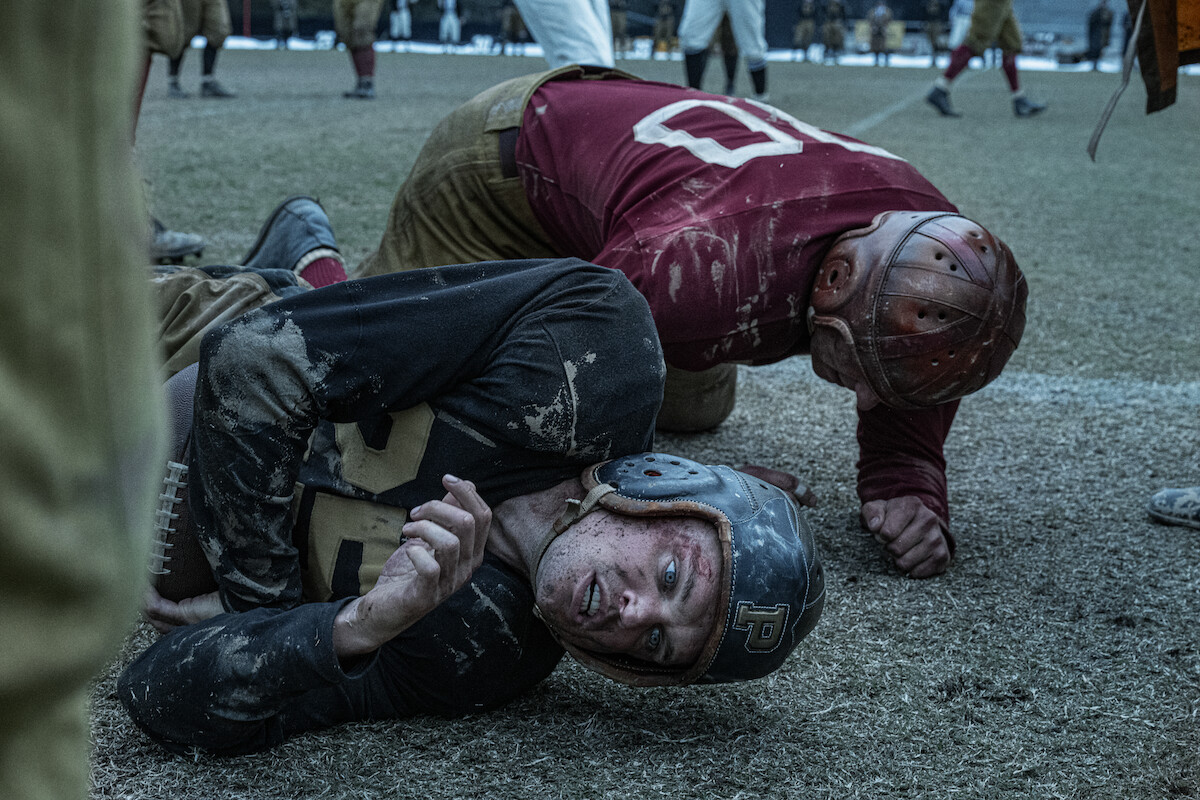 The Mosquito Bowl 2026 football scene from the Netflix film