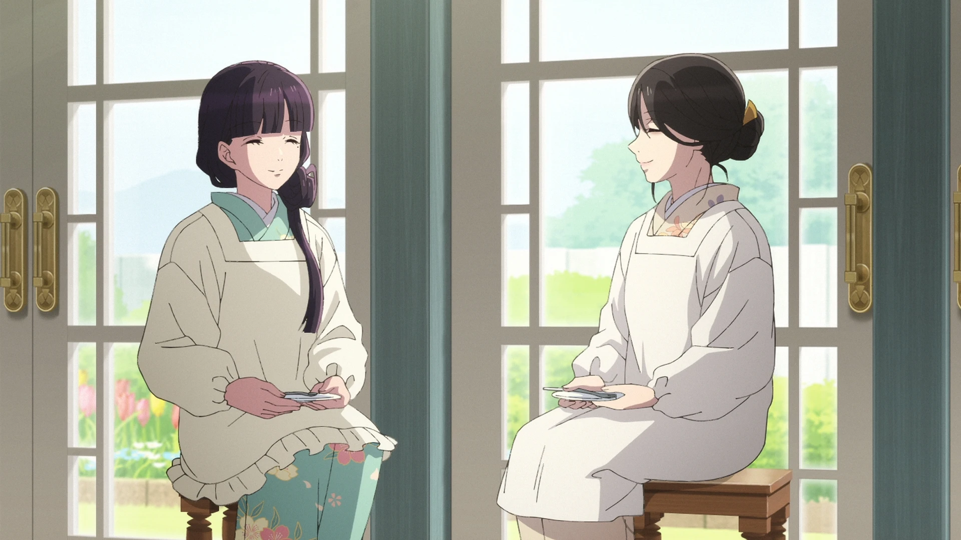 Miyo and Kimio sitting together in the My Happy Marriage special episodes