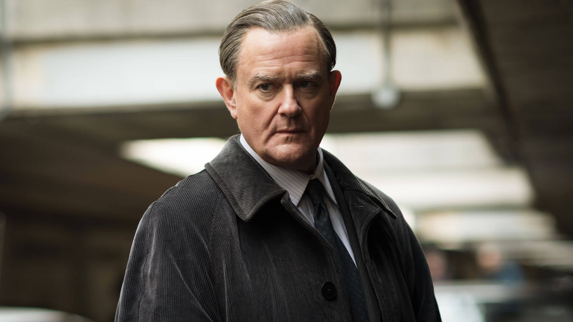 The Gold cast — Hugh Bonneville as Brian Boyce investigating the Brink's-Mat robbery