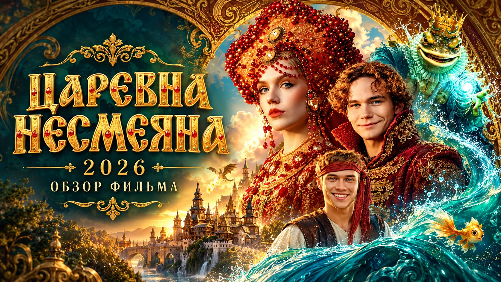 Царевна Несмеяна (2026) — иллюстрация с главными героями на фоне сказочного царства